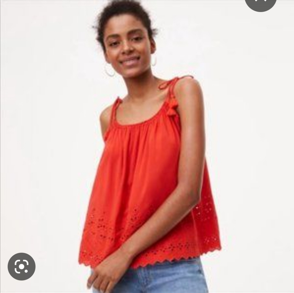 Loft Eyelet Tassel Top